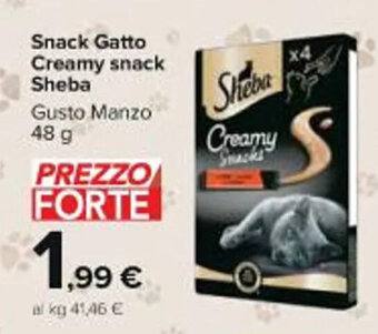 Carrefour Market Snack Gatto Creamy snack Sheba Gusto Manzo 48 g offerta