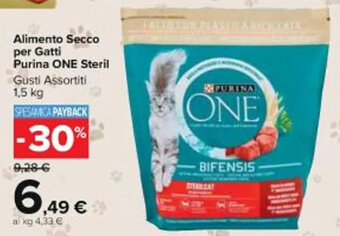 Carrefour Market Alimento Secco per Gatti Purina ONE Steril Gusti Assortiti 1,5 kg offerta