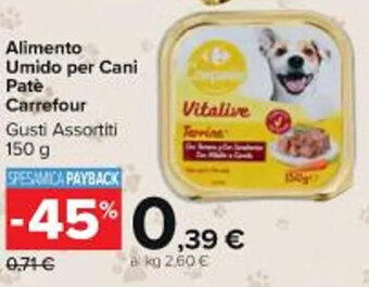Carrefour Market Alimento Umido per Cani Patè Carrefour Gusti Assortiti 150 g offerta