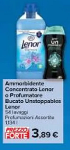 Carrefour Market Ammorbidente Concentrato Lenor o Profumatore Bucato Unstoppables Lenor 54 lavaggi Profumazioni Assortite offerta