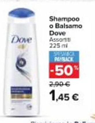 Carrefour Market Shampoo o Balsamo Dove Assortiti 225 ml offerta