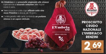 Eurospar PROSCIUTTO CRUDO NAZIONALE L'UMBRIACO RENZINI offerta