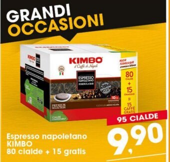 Eurospar Espresso napoletano KIMBO 80 cialde + 15 gratis offerta