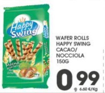 Eurospar WAFER ROLLS HAPPY SWING CACAO/ NOCCIOLA 150G offerta