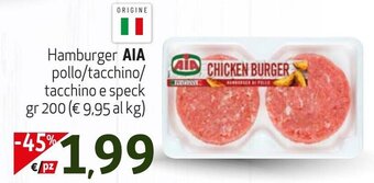 Maxi Supermercati Hamburger AIA pollo/tacchino/ tacchino e speck gr 200 offerta