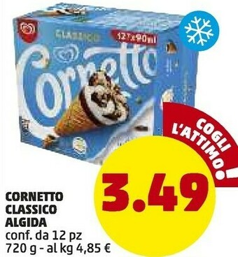 PENNY Algida Cornetto Classico Con Latte Fresco Italiano Di Alta Qualità 60 G 720 G(ml) offerta