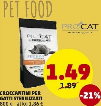 PENNY Procat Croccantini Per Gatti Sterolizzati offerta