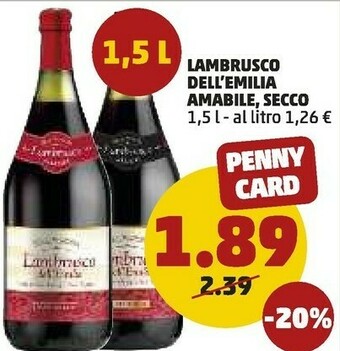 PENNY Lambrusco Dell'emilia Amabile Secco offerta