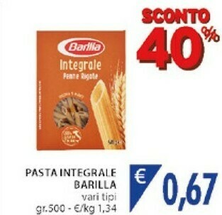 Mercatò Barilla Pasta Integrale offerta