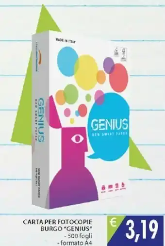 Mercatò Genius Carta Per Fotocopie Burgo 500 Fogli offerta