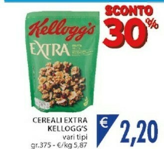 Mercatò Kelloggs Cereali Extra offerta