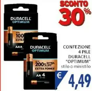 Mercatò Duracell Optimum Confezione 4 Pile offerta
