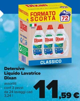 Carrefour Iper Detersivo Liquido Lavatrice Dixan 3.24 l offerta