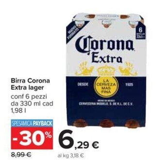 Carrefour Iper Birra Corona Extra lager 1,98 l offerta