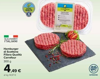 Carrefour Iper Hamburger di Scottona Filiera Qualità Carrefour 300 g offerta