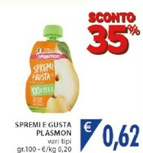 Mercatò Plasmon Spremi E Gusta Mela 100 G(ml) offerta