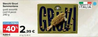 Carrefour Iper Stecchi Gruvi Sammontana gusti assortiti conf 4 pezzi 240 g offerta