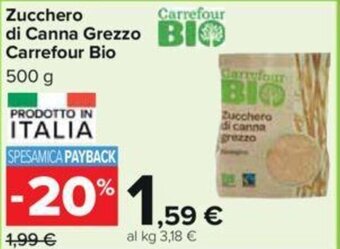 Carrefour Iper Zucchero Carrefour di Canna Grezzo BIO 500 g offerta