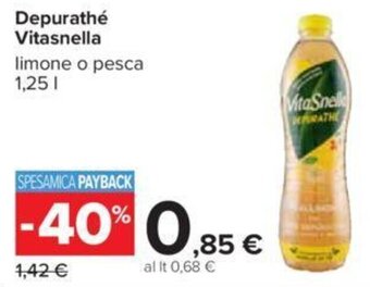 Carrefour Iper Depurathé Vitasnella limone o pesca 1,25 l offerta