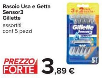Carrefour Iper Rasoio Usa e Getta Sensor3 Gillette assortiti conf 5 pezzi offerta