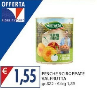 Mercatò Valfrutta Pesche Sciroppate 822g offerta
