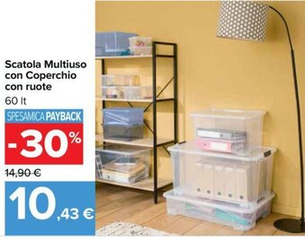 Carrefour Iper Scatola Multiuso con Coperchio con ruote 60 lt. offerta