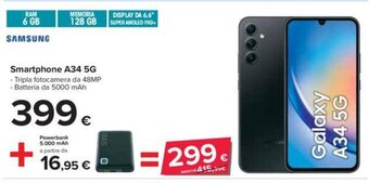 Carrefour Iper SAMSUNG Smartphone A34 5G+ Powerbank 5.000 mAh offerta