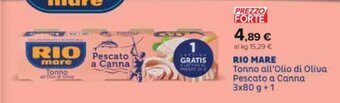 Carrefour Iper RIO MARE Tonno all'Olio di Oliva Pescato a Canna 3x80 g +1 offerta