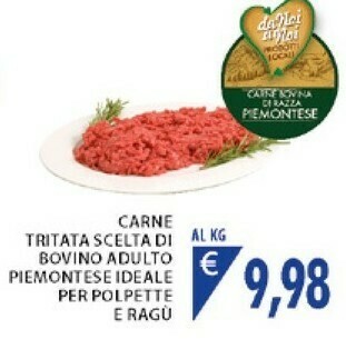 Mercatò Carne Tritata Scelta Di Bovino Adulto Piemontese Ideale Per Polpette E Ragu offerta