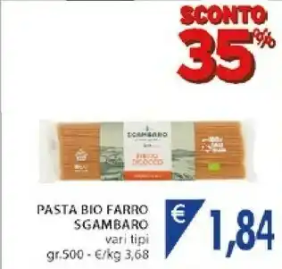 Mercatò Sgambaro Pasta Bio Farro offerta