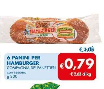 MD Discount 6 PANINI PER HAMBURGER COMPAGNIA DE' PANETTIERI con sesamo g 300 offerta