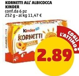 PENNY Kinder kornetti all'albicocca offerta