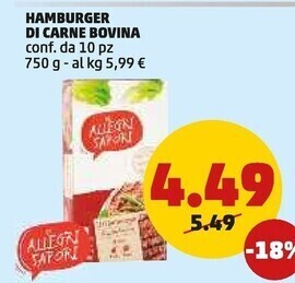 PENNY Gli allegri sapori hamburger di carne bovina offerta
