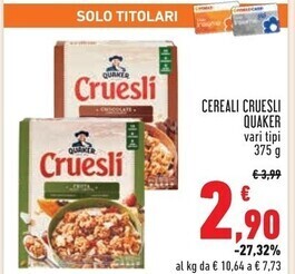 Conad Superstore Quaker cereali cruesli offerta