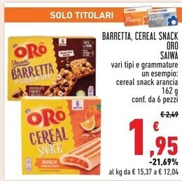 Conad Superstore Saiwa barretta , cereal snack oro offerta