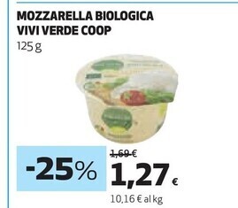 Coop Vivi verde coop mozzarella biologica offerta