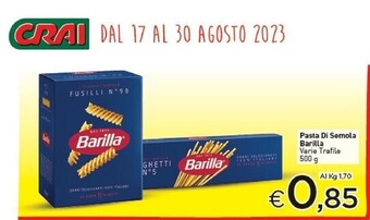 Crai Barilla pasta di semola offerta