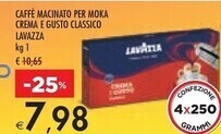 Bennet Lavazza caffè macinato per moka crema e gusto classico offerta