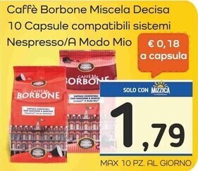 Famila Superstore Caffe borbone miscela deciisa 10 capsule compatibili sistemi nespresso/a modo mio offerta
