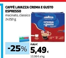 Coop Lavazza caffè crema e gusto espresso offerta