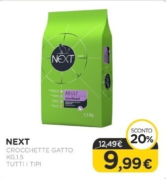 Arcaplanet Next - crocchette gatto kg. 1.5 tutti i tipi offerta