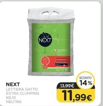Arcaplanet Next - lettiera gatto extra clumping kg. 10 neutra offerta