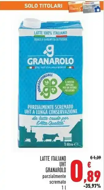 Conad City Granarolo Latte UHT Parzialmente Scremato A Lunga Conservazione 1000 G(ml) offerta
