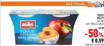 Conad City Muller Crema Di Yogurt Pesca & Albicocca In Pezzi 125 G(ml) offerta