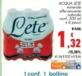 Conad Lete Acqua Minerale Effervescente Naturale 500 G(ml) offerta