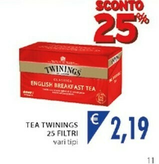 Mercatò Twinings Tea 25 Filtri offerta