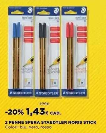 Coop Staedtler Noris 2 Penne Sfera Stick offerta