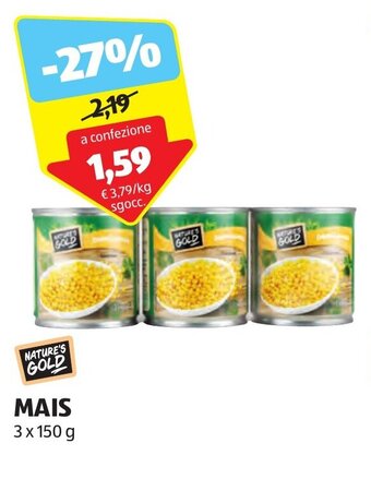 ALDI NATURE'S GOLD MAIS 3 x 150 g offerta