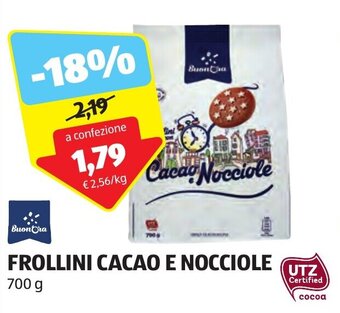 ALDI Buon Ora FROLLINI CACAO E NOCCIOLE 700 g offerta