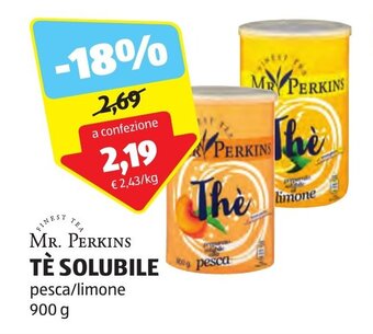 ALDI MR. PERKINS TÈ SOLUBILE pesca/limone 900 g offerta